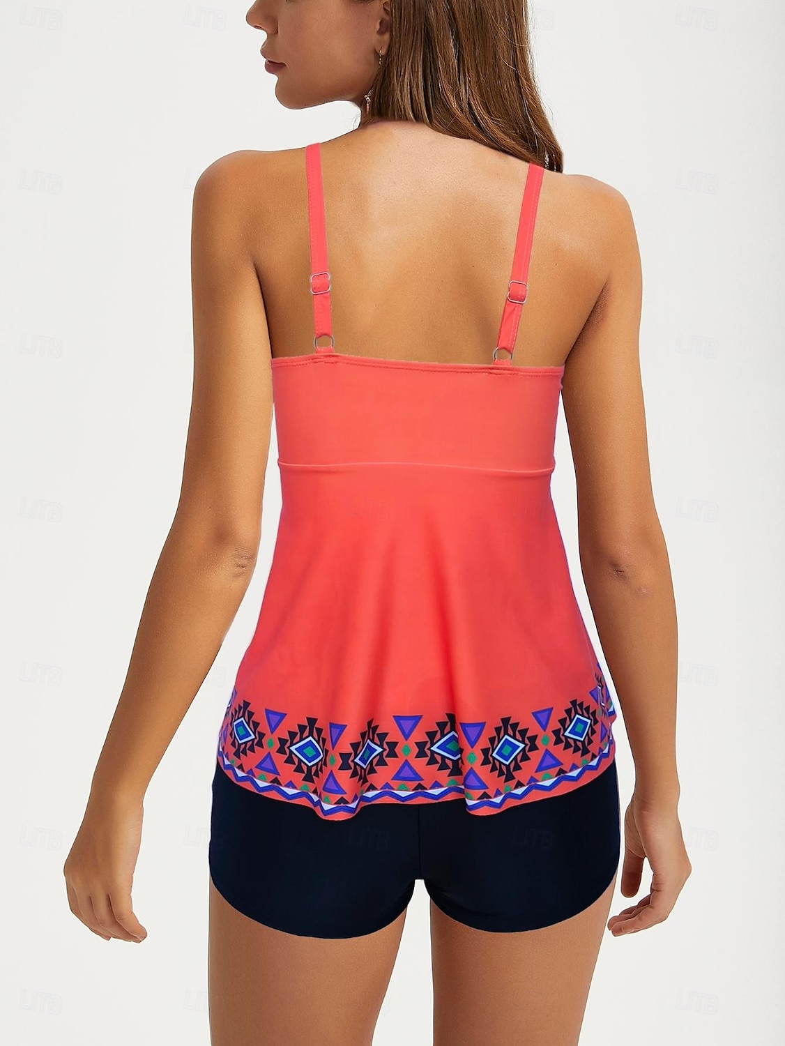Pentru femei Costume de Baie 2 bucăți Pantaloni Scurți Costum de baie Fără Spate Geometric Vacanță Costum de plajă Grafic Gât asimetric Fără manșon Costume de baie 2025 - $26.99 –P3