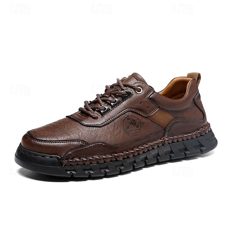 Zapatos de senderismo para exteriores para hombre con parte superior de piel sintética duradera y suela resistente: zapatillas cómodas con cordones para uso diario y aventuras 2026 - $59.99 –P13