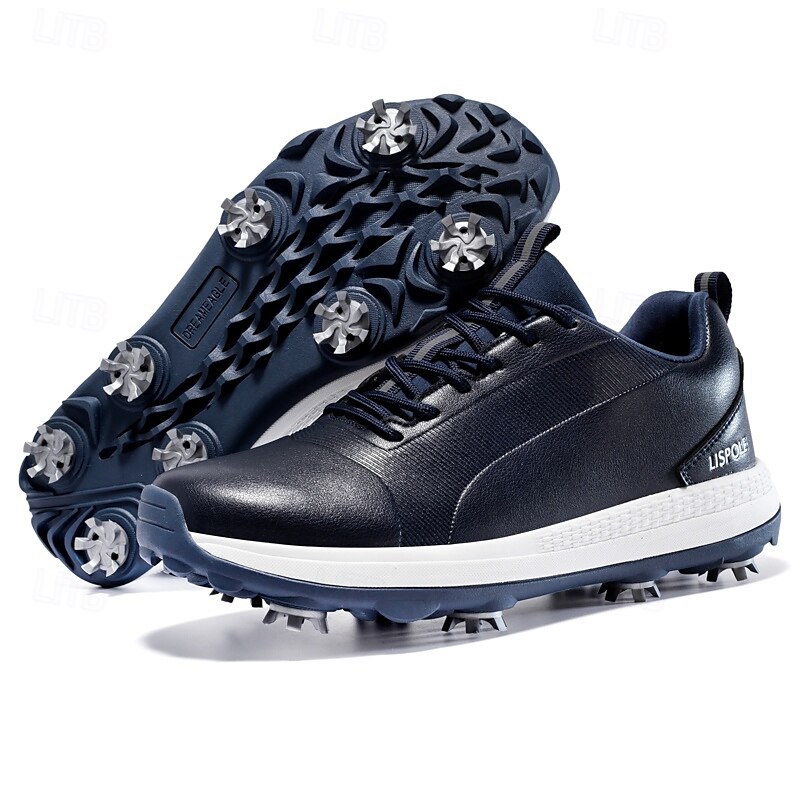Men's Black and White Golf Shoes with Spiked Sole, Breathable Upper, and Lightweight Design for Comfort and Support on the Golf Course 2025 - $69.99 –P3