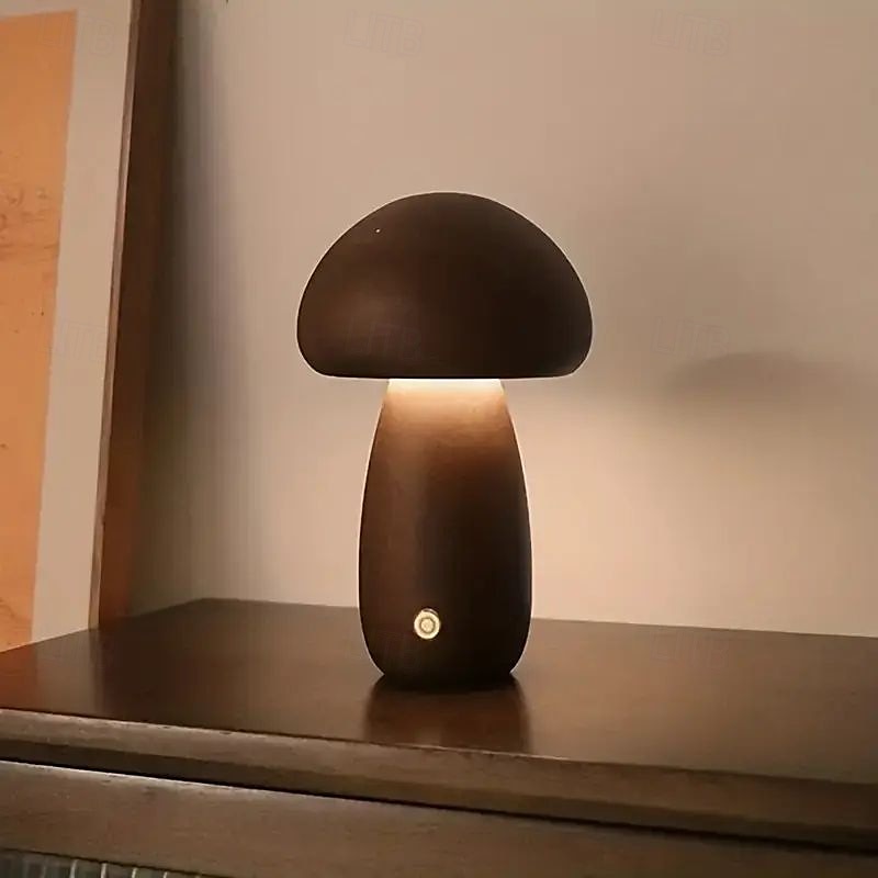 lampada da tavolo a fungo a led dimmerabile touch lampada da ufficio in legno ricaricabile tramite usb luce notturna camera da letto casa bar ufficio decorazione regalo di compleanno del 2025 a $30.99 –P12