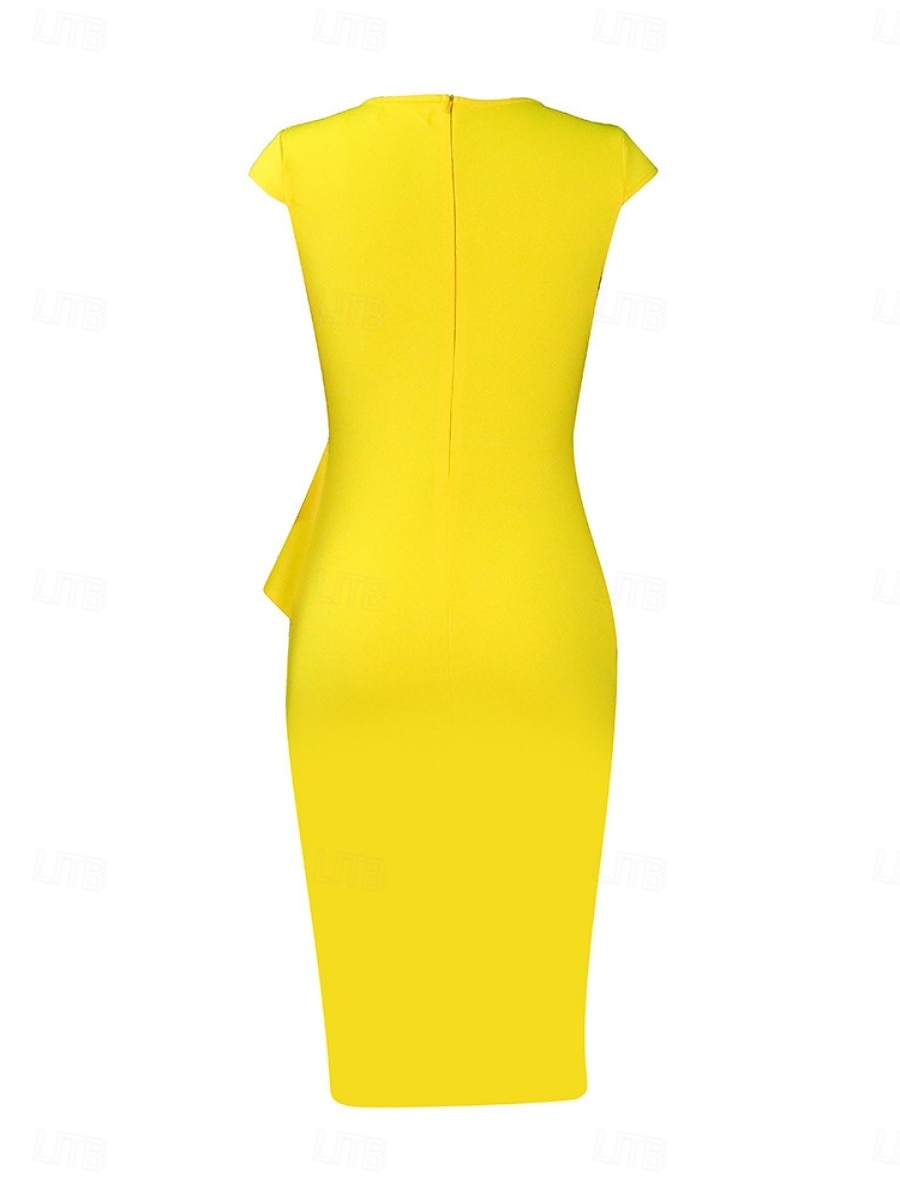 Kentucky Derby Dámské Midi šaty Letní šaty Bodycon šaty Fit A Flare šaty Večírek koktejl Semiformální šaty Dovolená Denní Běžný Grafika Bez rukávů Do V Žlutá Léto 2025 - $37.99 –P3