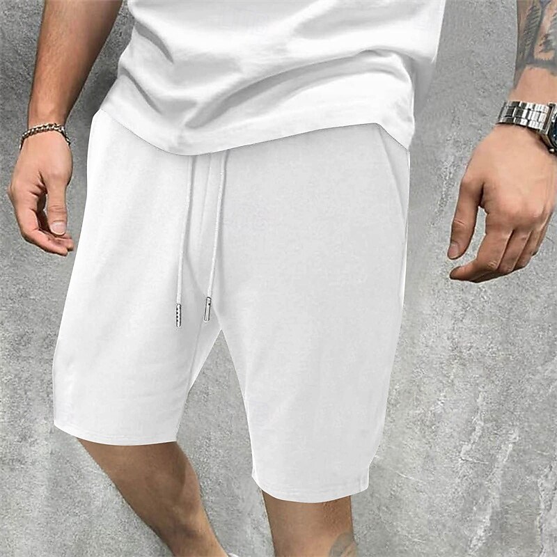 Men's Sweat Shorts Summer Shorts Casual Shorts Pocket Drawstring Elastic Waist Plain Comfort Short Party Daily Fashion Classic Style White Wine Micro-elastic 2025 - $17.99 –P9