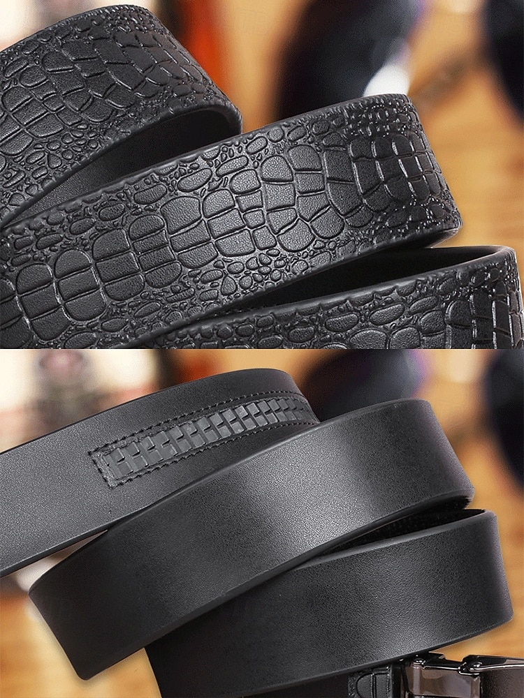 Men's Genuine Leather Crocodile Pattern Belt – Automatic Buckle, Luxury Business & Casual Dress Belt, Adjustable for Work, Weddings & Formal Events 2025 - $26.99 –P6