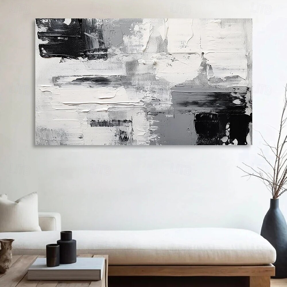 großes schwarzes abstraktes Ölgemälde, handgemalt, grau-goldenes Gemälde, handgefertigtes Gemälde, moderne Bürokunst, Wandgemälde für Wohnzimmer, Schlafzimmer, Büro, Wanddekoration 2025 - $116.99 –P3