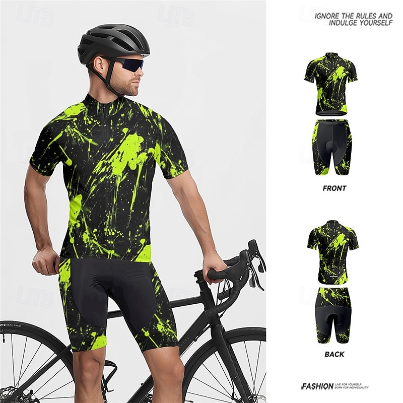 Męskie Koszulka z szortami na rower Krótki rękaw Kolarstwo górskie Kolarstwie szosowym Lato Wiosna Jesień Czarny Biały Pomarańczowy Graffiti Rower Suwak przedni Odvádí pot Wygodny Oddychający Spandeks 2026 - $47.99 –P9