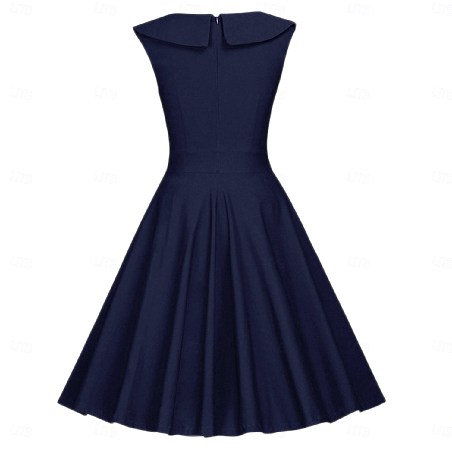 Mujer Vestido Midi Vestido vintage Elegante Ajuste regular Sin Mangas Cuello Barco Negro Rojo Azul Marino Verano Primavera 2025 - zł108.99 –P3