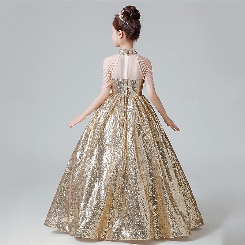 Děti Dívčí Šaty na párty Pevná barva Bez rukávů Výkon Narozeniny Flitry Elegantní Krásná Polyester Maxi Šaty na párty Swingové šaty Áčkové šaty Léto 4-12 let Světlá růžová Vodní modrá Zlatá 2025 - $78.99 –P7