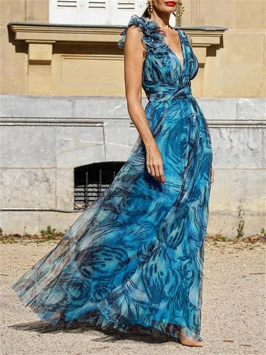 A-Linie Brautmutter Kleid Elegante Party V-Ausschnitt Knielang Chiffon Ärmellos mit Volant Hochzeitsgast Kleid 2025 2025 - $79.99 –P1