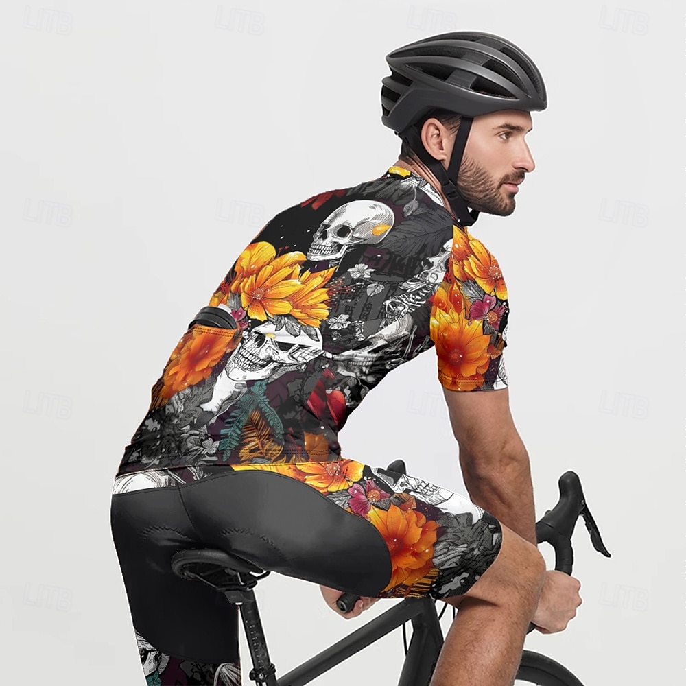 Homme Maillot de cyclisme Crâne Manche Courte Cyclisme T-shirt Maillot avec 3 poches arrière VTT Vélo tout terrain Séchage Rapide Design Anatomique Évacuation de l'Humidité Respirant Des sports Noir de 2025 ? $25.99 –P15