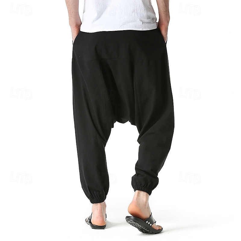 Hombre Persona que practica jogging Pantalones de algodón Pantalones Pantalones de playa Pantalones Harem Bolsillo Correa Cintura elástica Plano Comodidad Transpirable Vacaciones Diario Festivos 2025 - $23.99 –P6