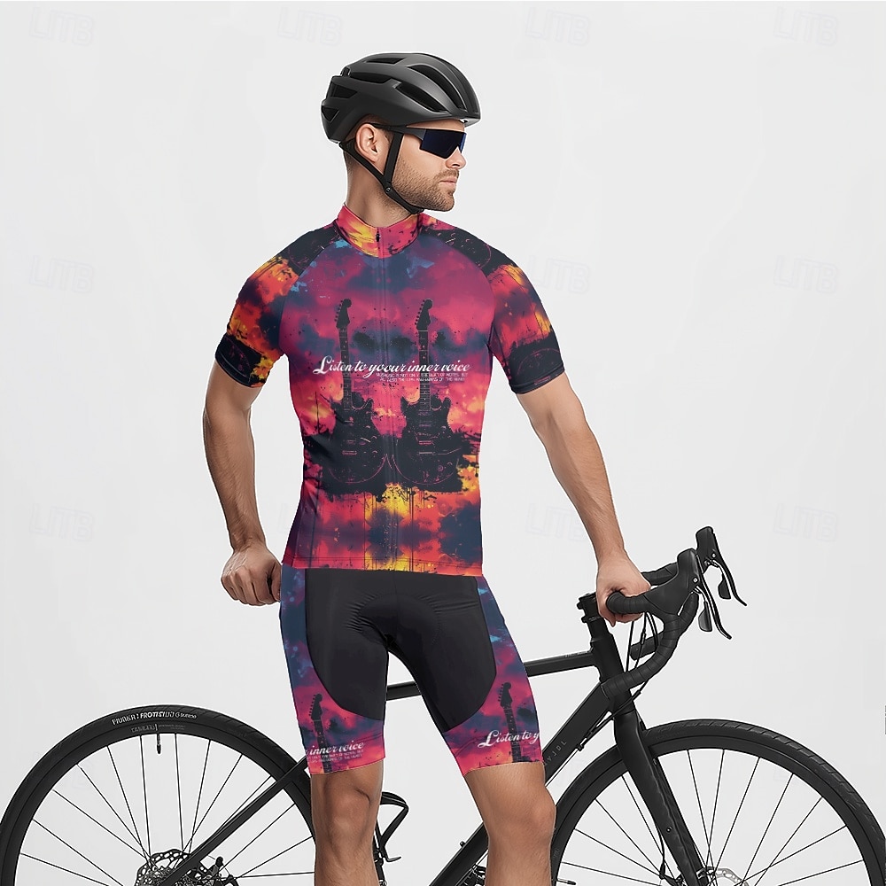 Men's Cycling Jersey Gradient Letter & Number Short Sleeve Bike Tee Tshirt Jersey with 3 Rear Pockets Mountain Bike MTB Quick Dry Anatomic Design Wicking Breathable Sports Yellow Blue Fuchsia 2026 - $25.99 –P10