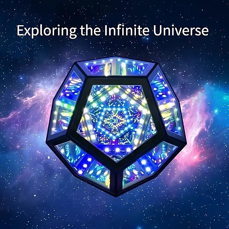 Vibrant Infinity Dodecahedron Neon Sign - USB Powered Multi-Color Illumination Durable Plastic Tabletop Ambient Light - Perfect for Party Decor Celebration Birthday Xmas Wedding Unique Gift Led 2025 - $65.99 –P8