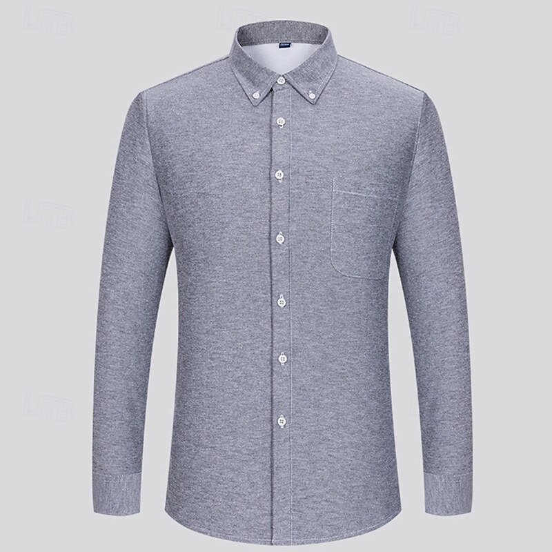 Herr Skjorta Knapp upp skjorta Randig Bröllop Fest Vit Marinblå Blå Himmelsblå Långärmad Kavajslag Höst Vinter Kläder Fleece 2025 - $29.99 –P2
