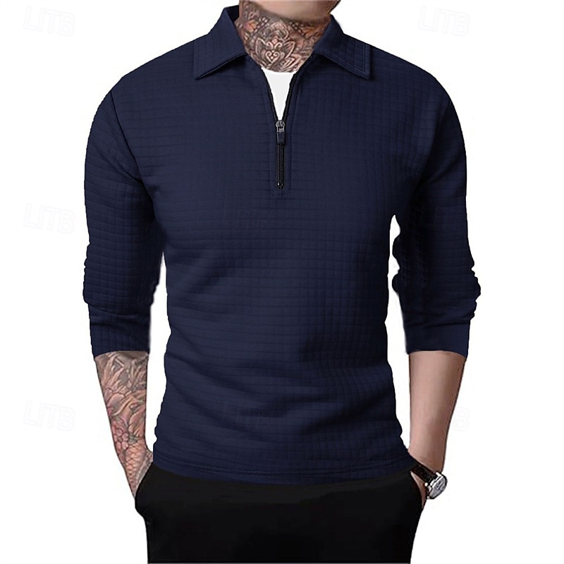 Férfi Gofris pólóingek Quarter Zip Polo Napi Szabadság Negyed irányítószám Hosszú ujj Divat Modern Sima Tavasz Ősz Normál Fekete Fehér Bor Sötétkék Khakizöld Katonai zöld Gofris pólóingek 2025 - $16.49 –P4