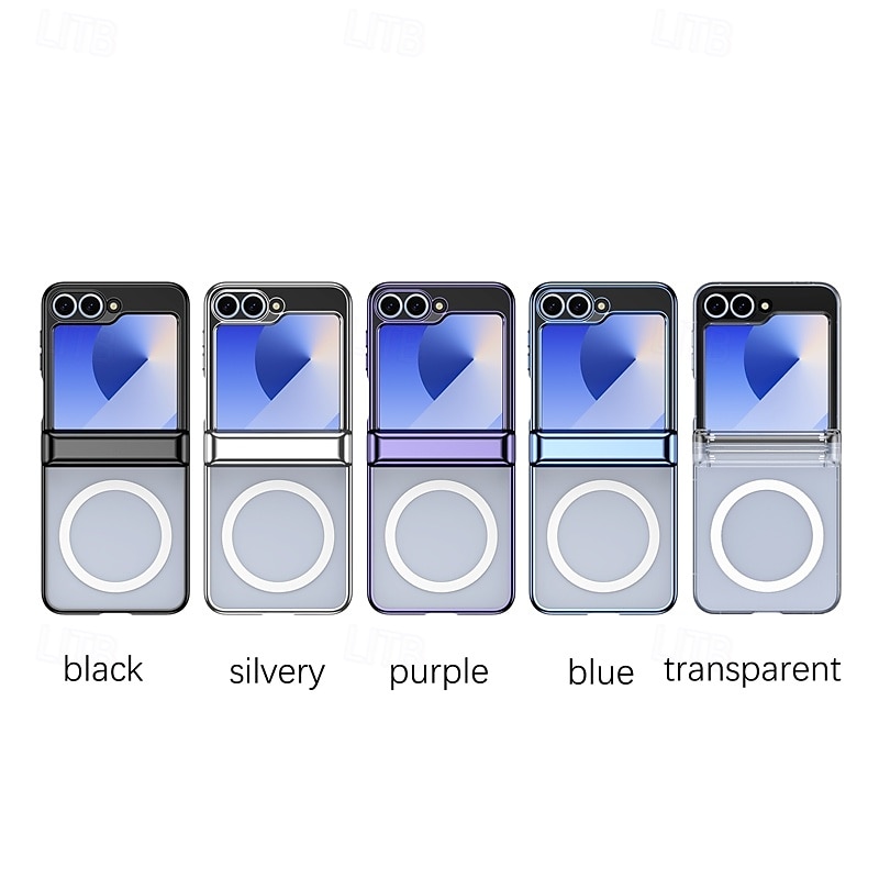 Phone Case For Samsung Galaxy Z Flip 7 Z Flip 6 Z Flip 5 Back Cover Magnetic Support Wireless Charging Shockproof Retro Plating PC 2025 - $22.99 –P1