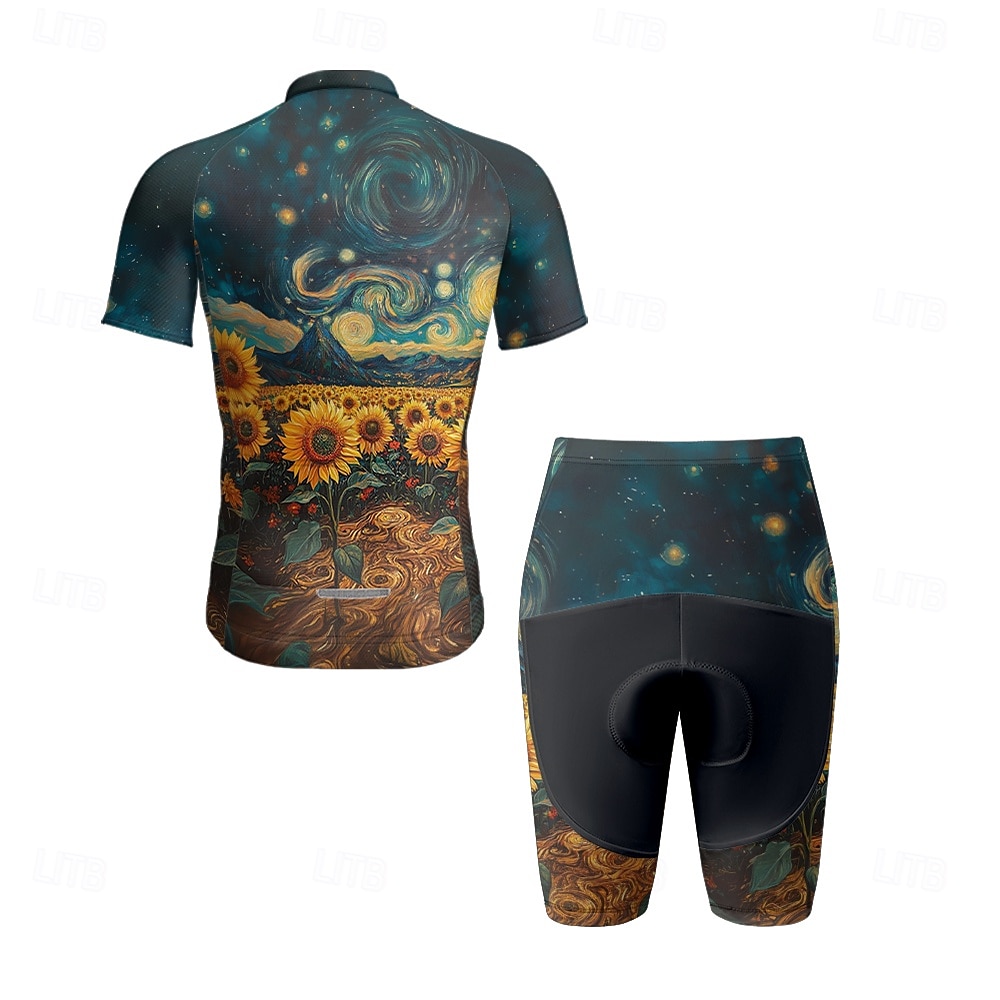 Herr Cykeltröja med shorts Kortärmad Bergscykling Vägcykling Svart Vit Gul Blommig Botanisk Cykel Elastan sporter Blommig Botanisk Kläder 2025 - $38.39 –P15