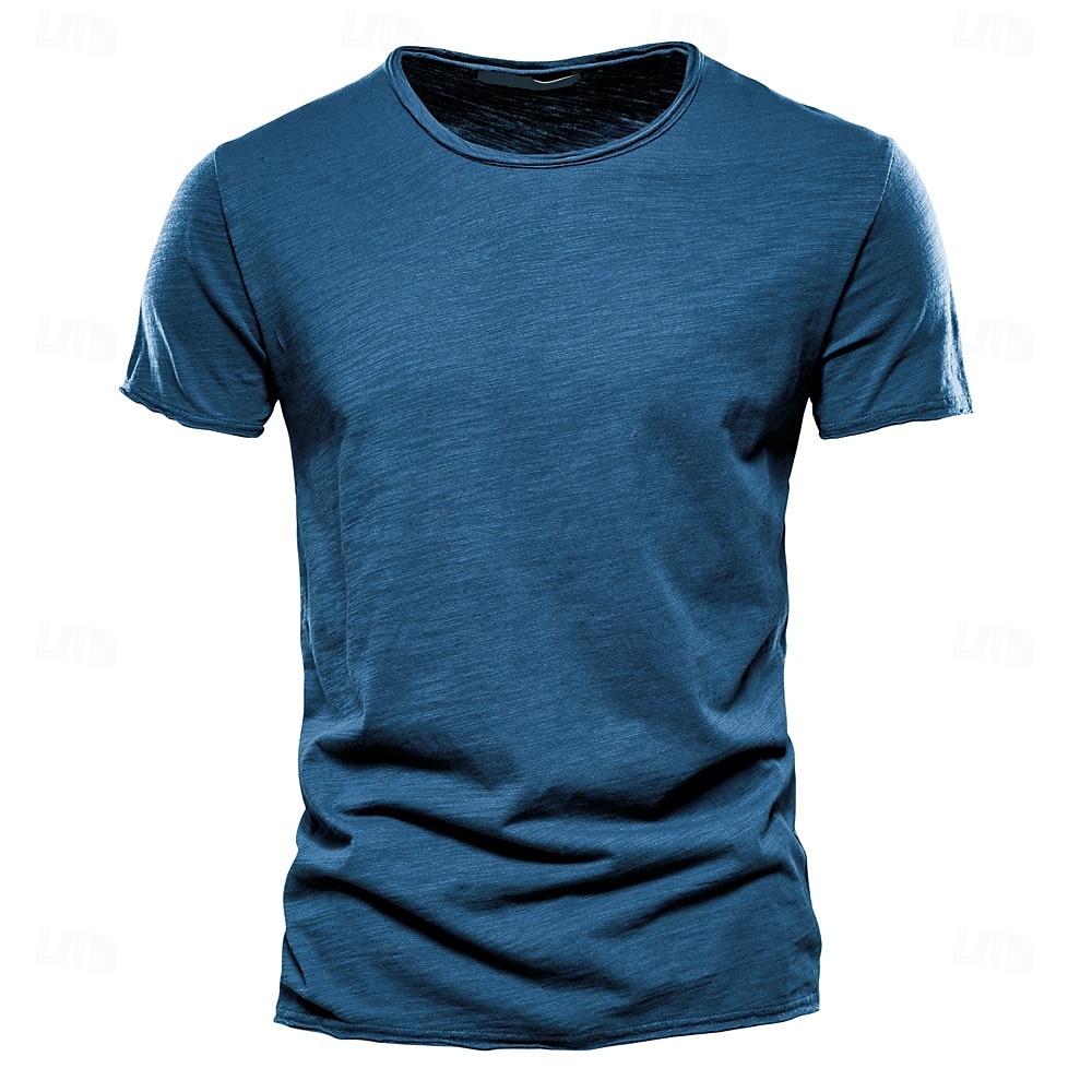 Homens Camiseta T-shirt Camiseta de bambu Manga Curta Gola Redonda Verão Tecido Moda Designer Básico Estilo Clássico Férias Rua Para Noite Preto+ Cáqui Branco+Verde Exército Azul+Caqui Top Tee para de 2025 por $27.99 –P13