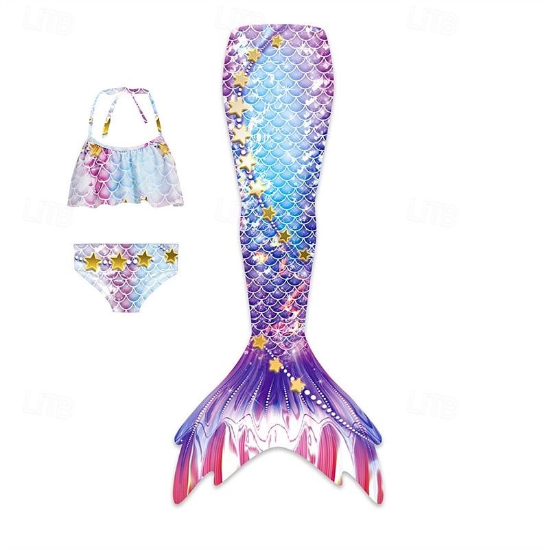 Παιδιά Κοριτσίστικα Μαγιό Mermaid Μαγιό Αργίες Παραλία Ζυγαριές Διακοπές Τροπικό Μαγιό 4 έτη + Καλοκαίρι Ροζ Ανοικτό Κίτρινο 2026 - $32.99 –P7