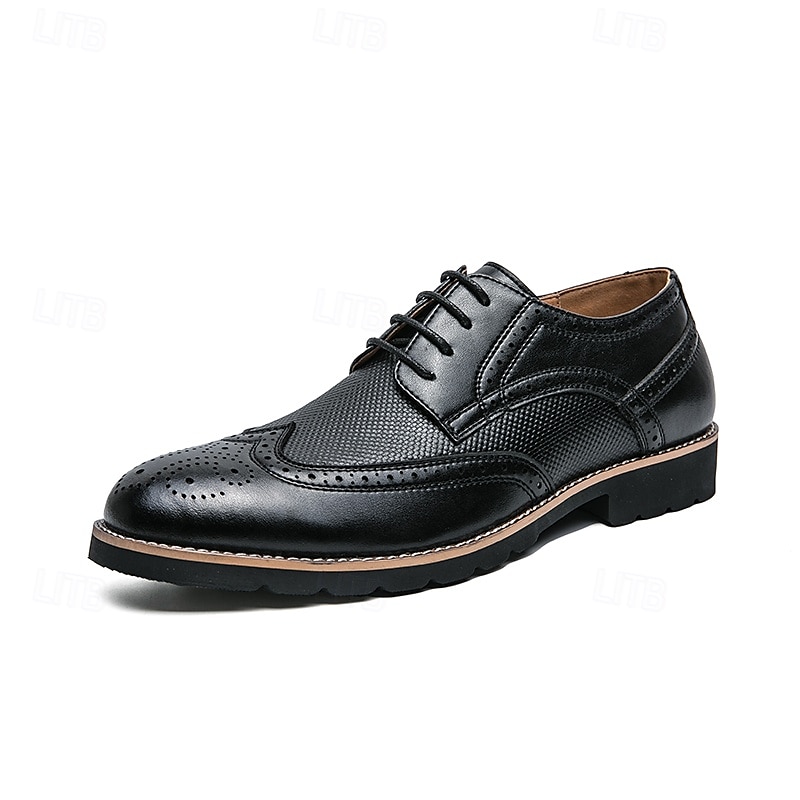 pánské hnědé brogue boty s robustní podrážkou, klasický šněrovací design, ležérní styl pro outdoorové i každodenní nošení 2025 - $46.99 –P2