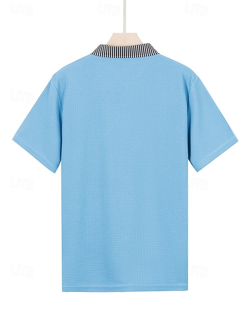 Per uomo Camicia da golf Golf Polo da golf Ufficio Informale Bavero Manica corta Essenziale Moderno Color Block Collage Bottoni Estate Primavera Standard Bianco Blu marino Azzurro cielo Cachi Camicia del 2025 a $18.99 –P9