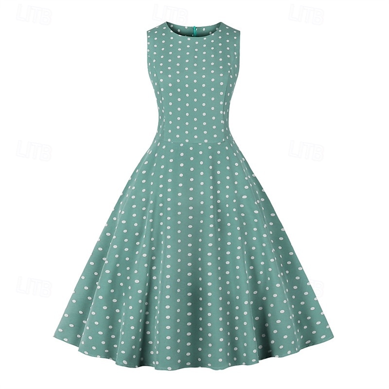 Retro 50. léta Rockabilly Šaty Houpací šaty Puntíky Dámské Karneval Plesová maškaráda Denní nošení loučení se svobodou nevěsty Dospělé Šaty Šaty pro návrat domů 2025 - $23.99 –P12