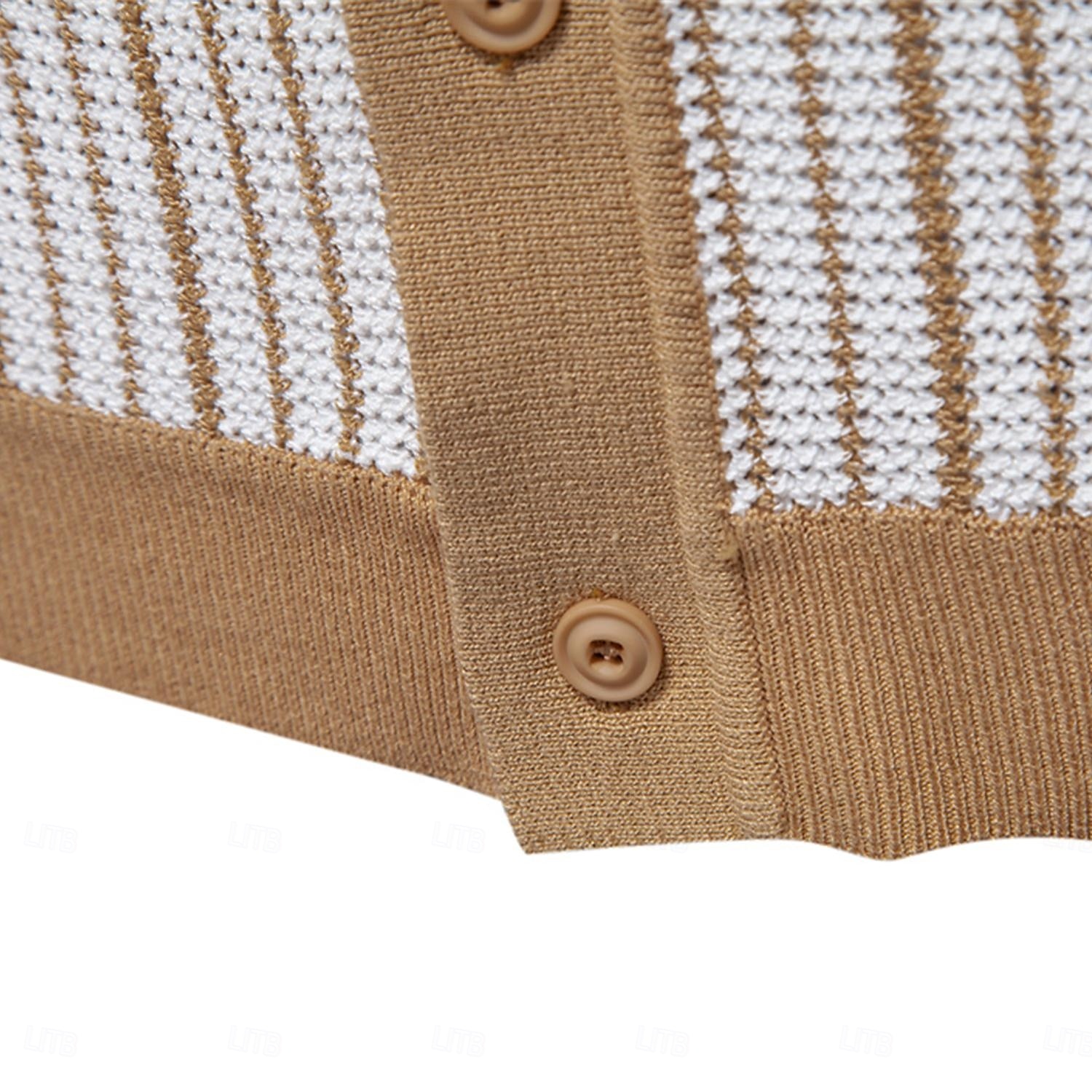 Męskie Gra polo Dzianina polo Formalny Praca Wieczorne Krótki rękaw Prążki Pionowe paski Stripe-Trim Pasek Wiosna Zielony Khaki Gra polo 2025 - $30.99 –P4