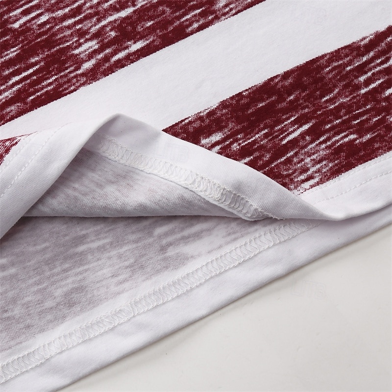 Men's T Shirt Tee Short Sleeve Shirt Tee Top Short Sleeve V Neck Summer Striped Fashion Designer Basic Pocket Vacation Street Going out Red Top Tee for Men 2025 - $17.99 –P8
