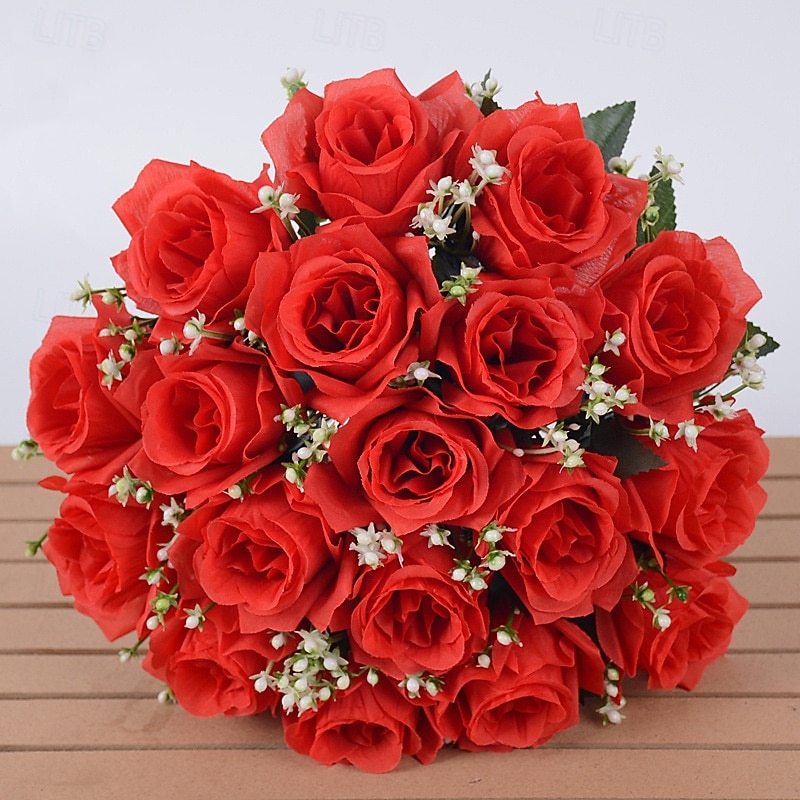 Cadeaux de Noël pour les femmes Maman Elle bouquet de roses artificielles en soie jaune réaliste de 18 pcs - décoration intérieure cadeau pour amis et famille - parfait pour la Saint-Valentin Noël de 2026 ? $18.99 –P5