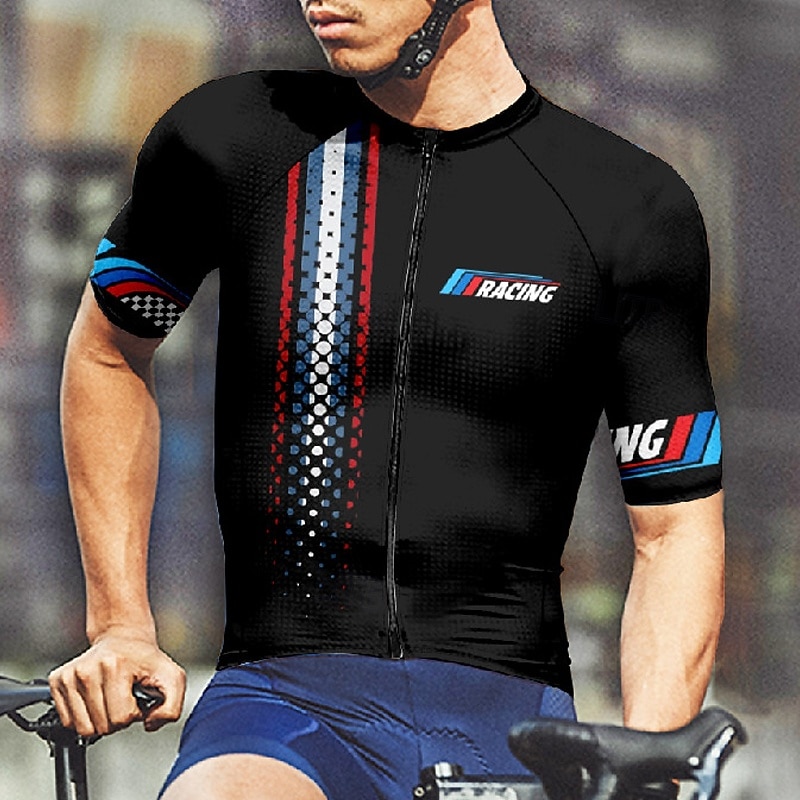 2025年 男性用 サイクリングジャージー 幾何学模様 文字&番号 半袖 バイク Tシャツ ジャージー 3つのリアポケット付き マウンテンサイクリング 速乾性 人間工学デザイン ウィッキング 高通気性 スポーツ フォレストグリーン ブラック イエロー 衣類  コレクション – $28.99 –P7