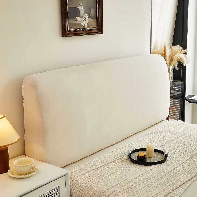 1pc Chenille Bed Headboard Cover Solid Color Elastic Bed Head Slipcover Leaves Printed All-inclusive Bed Backrest Cover Bedroom Available on Both Sides Headboard Cover 2025 - $25.99 –P10