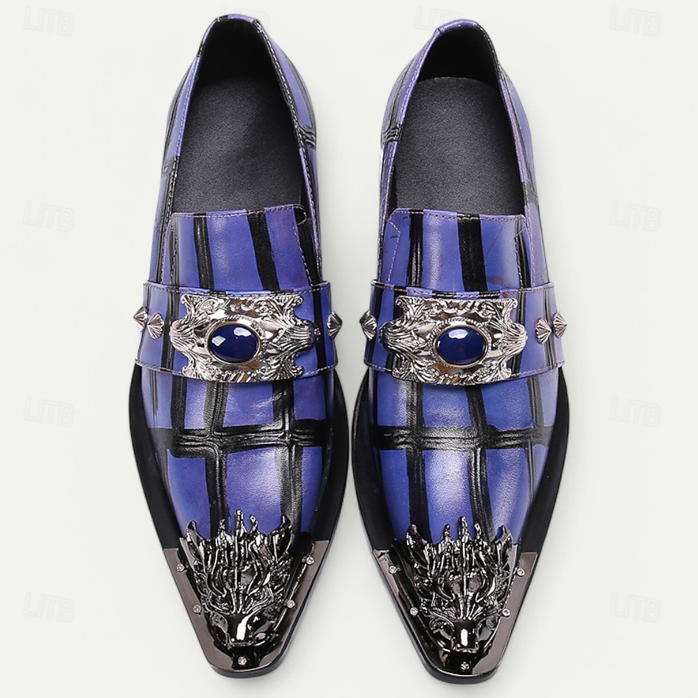 Men's Red Plaid Leather Loafers with Gold Lion Decoration – Premium Cowhide, Slip-On Style for Formal and Fashionable Occasions 2025 - $119.99 –P3