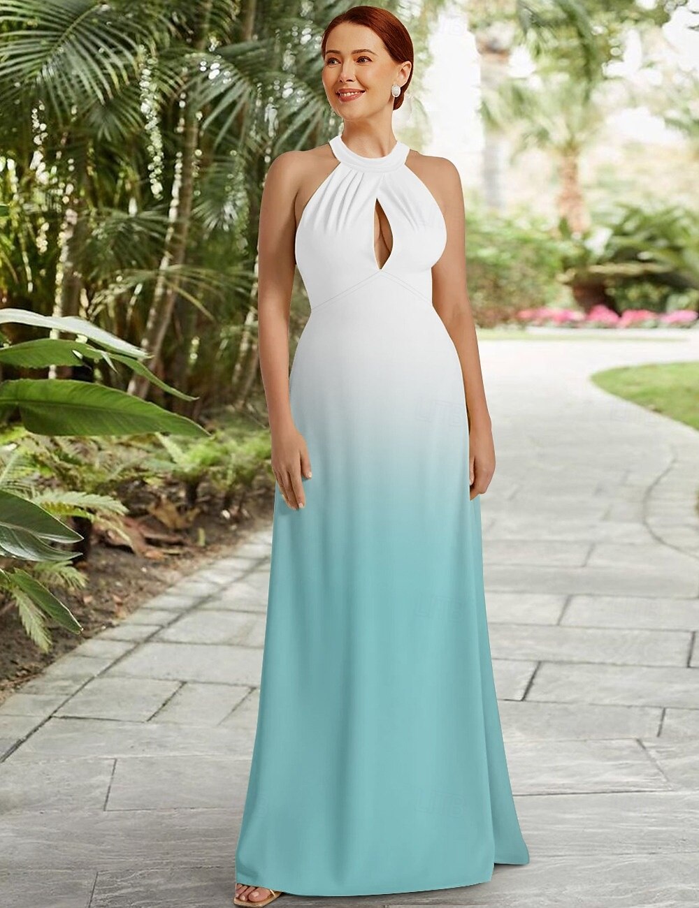 A-Linien Kleid Mutter der Braut Elegant Halterneck Bodenlang Abnehmbar Chiffon Ärmellos mit Raffung 2025 - $160.99 –P5