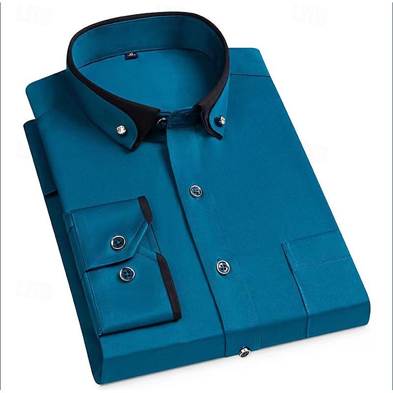 Per uomo Camicia Camicie Camicia con bottoni Tinta unica Matrimonio Feste Nero Bianco Rosa Vino Manica lunga Bavero Primavera Autunno Abbigliamento Tasche del 2025 a $21.99 –P9