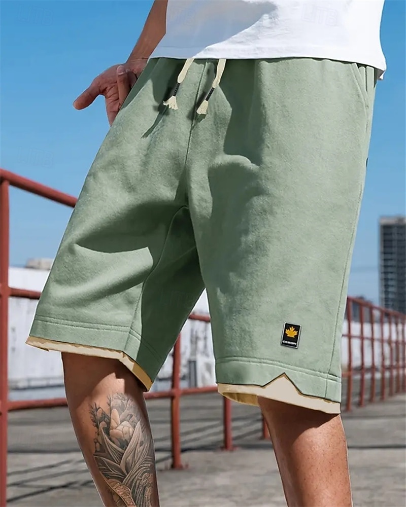 Per uomo Pantaloncini Pantaloncini estivi Pantaloncini casual Tasche A cordoncino Vita elastica Collage Comfort Traspirante Breve Esterno Da mare Sport Informale Nero Blu del 2026 a $12.49 –P2