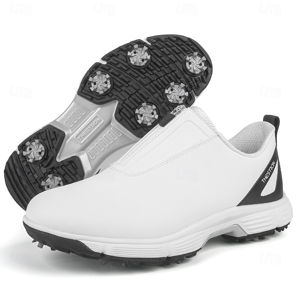 weiße Golfschuhe für Herren mit Reißverschluss, atmungsaktivem Obermaterial und gepolsterter Sohle für Komfort und Leistung auf dem Platz 2025 - $89.99 –P8