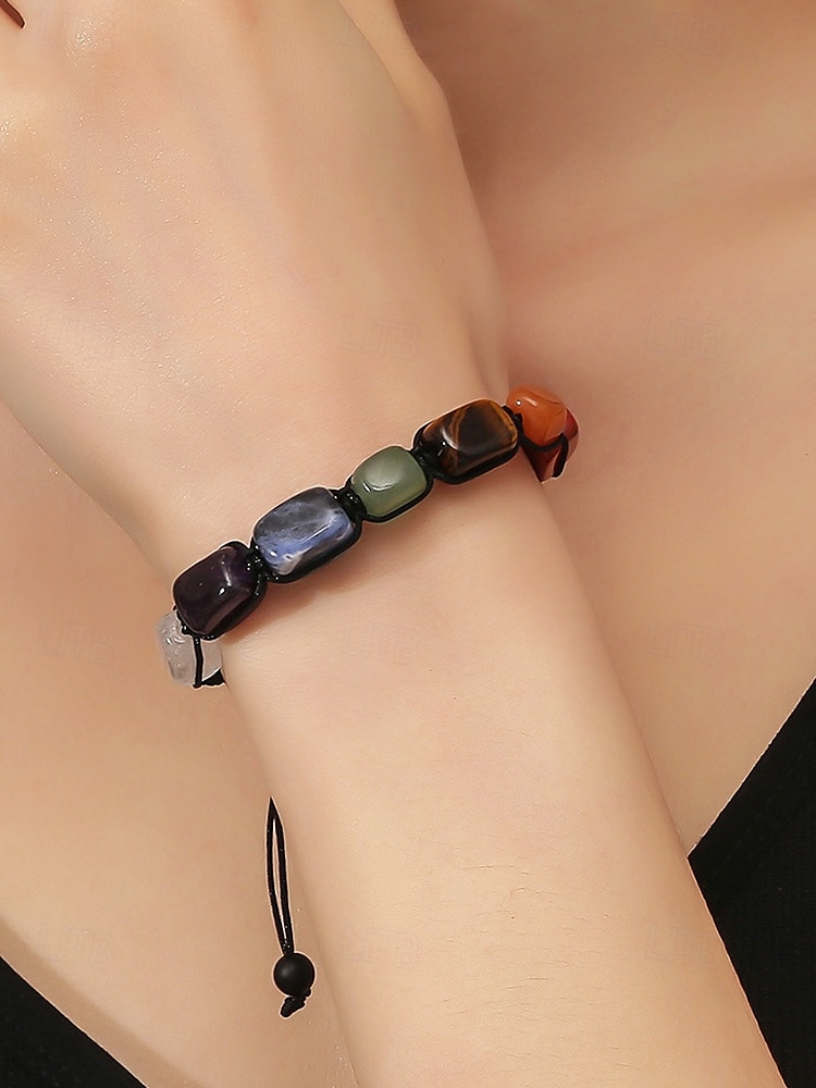mehrfarbiges Natursteinarmband für Frauen, verstellbare Makramee-Kordel, Heilkristalle, Boho-Chic-Stil, ideal für spirituelle, lässige oder alltägliche Kleidung 2025 - $9.99 –P1
