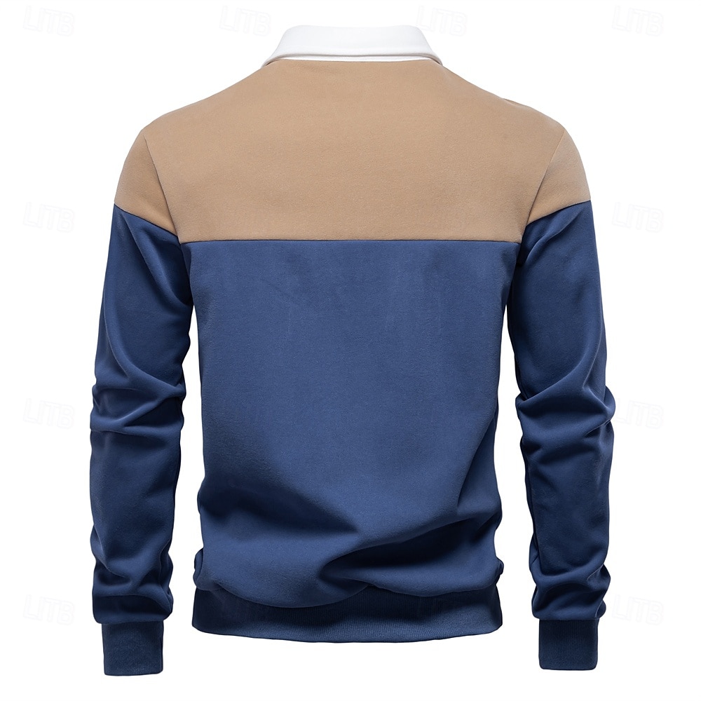 Herr Polo sweatshirt Gul Armégrön Rubinrött Blå Grön Kavajslag Färgblock Ledigt Dagligen Sport Ledigt Vår & Höst Kläder Pull Tröjor Långärmad 2025 - $25.99 –P34