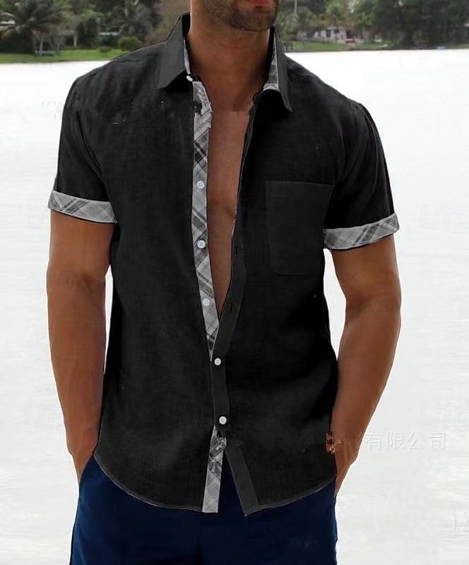 Herren Hemd Sommerhemd Freizeithemd Strandhemd Knopfhemd Schwarz Weiß Rosa Blau Orange Kurzarm Einfach Muster Revers Urlaub Hawaiianisch Button-Down Bekleidung Polyester Mode Lässig Bequem 2025 - $17.99 –P2
