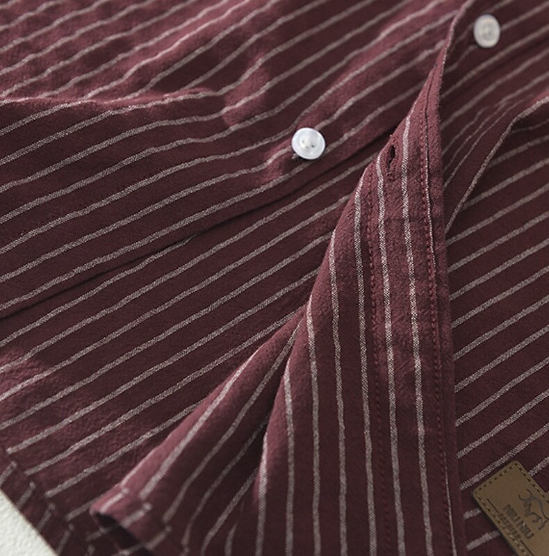 Per uomo Camicia Camicia di lino Camicia casual Camicia con Bottoni Camicia di cotone A righe Vacanza Camicia hawaiana Bianco Vino Blu reale Manica Lunga Colletto alla coreana Primavera Autunno del 2025 a $35.99 –P9