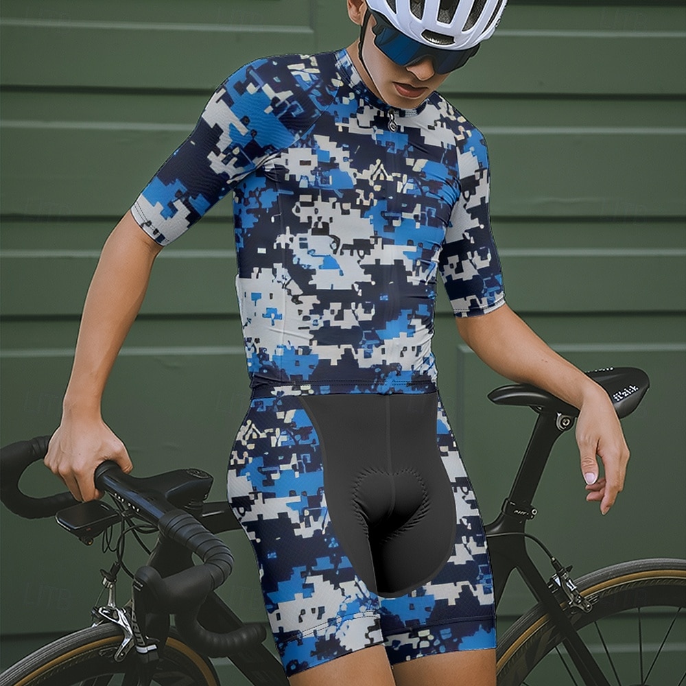 Męskie Koszulka rowerowa Kamuflaż Krótki rękaw Rower Tee Tshirt Dżersej z 3 tylnymi kieszeniami Kolarstwo górskie Szybkie wysychanie Anatomiczny kształt Odprowadzające wilgoć Oddychający Sport Ziele 2026 - $28.99 –P6