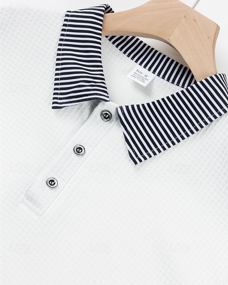 Per uomo Camicia da golf Golf Polo da golf Ufficio Informale Bavero Manica corta Essenziale Moderno Color Block Collage Bottoni Estate Primavera Standard Bianco Blu marino Azzurro cielo Cachi Camicia del 2025 a $18.99 –P4