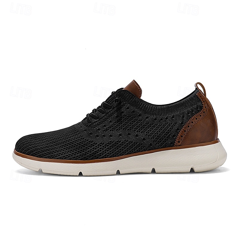 Atmungsaktive Strick-Sneaker für Herren mit Kunstlederakzenten – stylische, leichte Sportschuhe für die Freizeit und den Komfort im Alltag 2025 - $46.99 –P11