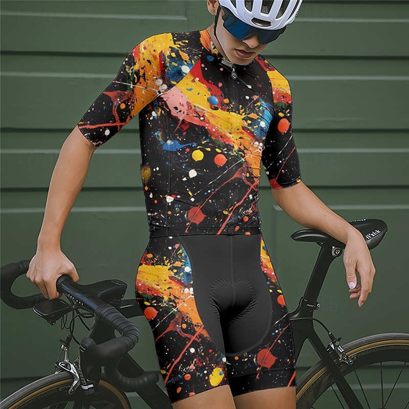 Miesten Pyöräily jersey ja shortsit Graffiti Lyhythihainen Pyörä Liikunta-asut 3 takataskulla Maastopyöräily Maantiepyöräily Etuvetoketju Hikeä siirtävä Mukava Hengittävä Urheilu Musta Keltainen 2025 - $47.99 –P18