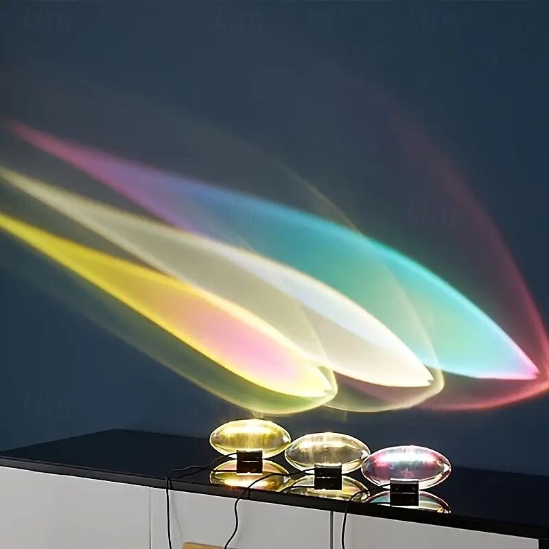 مصباح زخرفي كريستالي led مزود بمنفذ USB مصباح ليلي مزود بقوس قزح وغروب الشمس وإضاءة ملونة RGB لتزيين الغرفة هدية فريدة للأصدقاء 2025 - $50.99 –P1