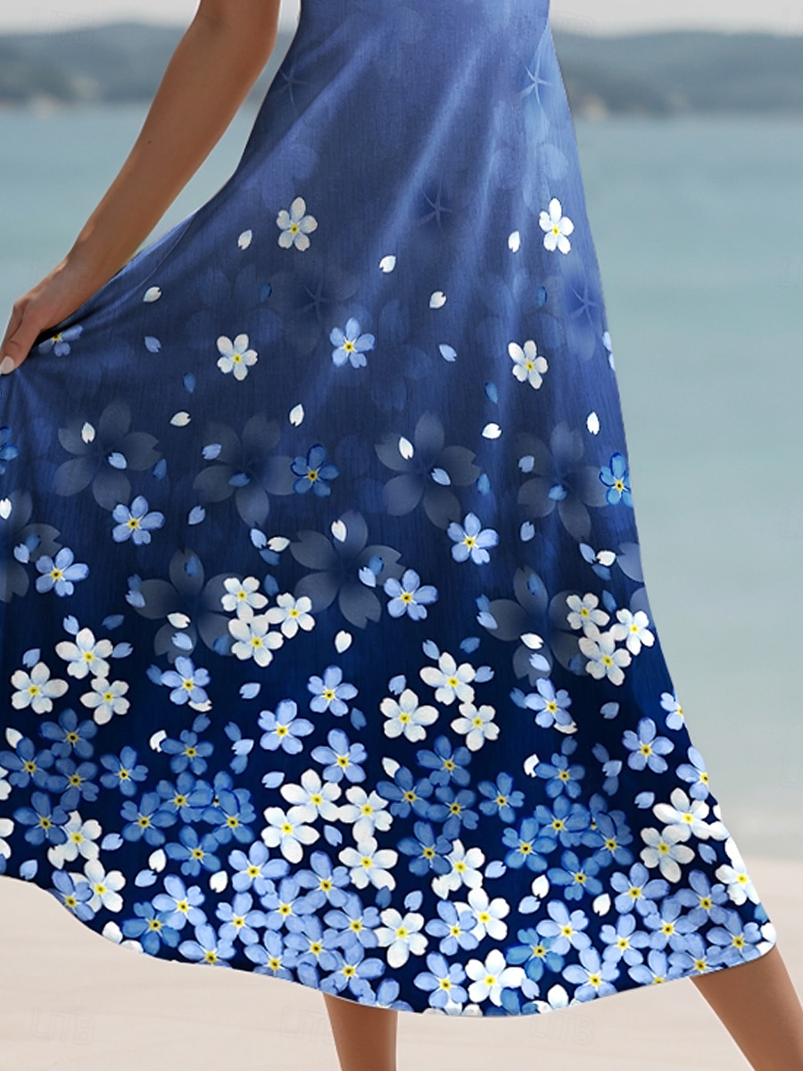 Per donna Vestito maxi Abito linea A Abito sottoveste Festività Informale Da mare Informale Giornaliero Standard Ambra Floreale Pop art Senza maniche A V Blu Estate Primavera del 2025 a $28.99 –P3