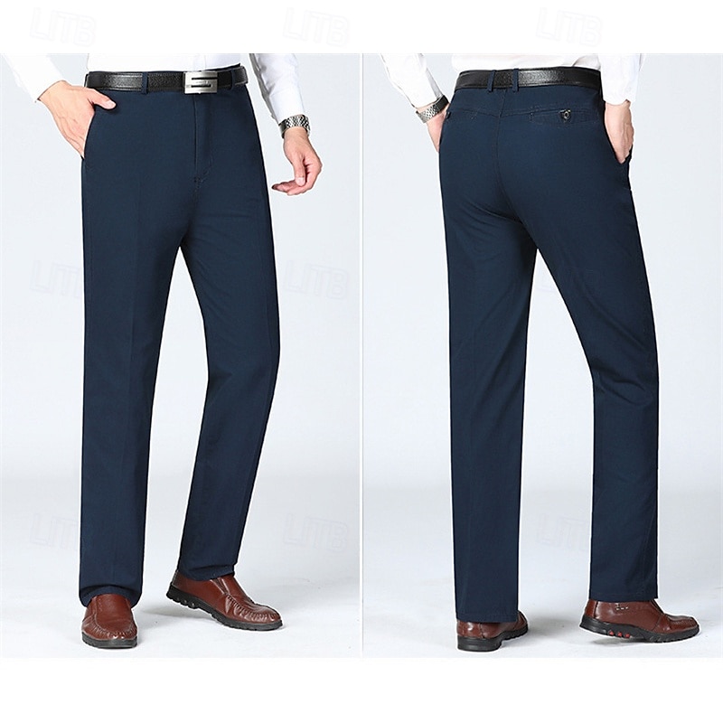 Herren Anzughosen Hose Hosen Chinesisch Chino Knopf Tasche Glatt Komfort Formal Party Arbeit Modisch Klassicher Stil Cachi scuro Hellkaki Mikro-elastisch 2025 - AU $33.49 –P18