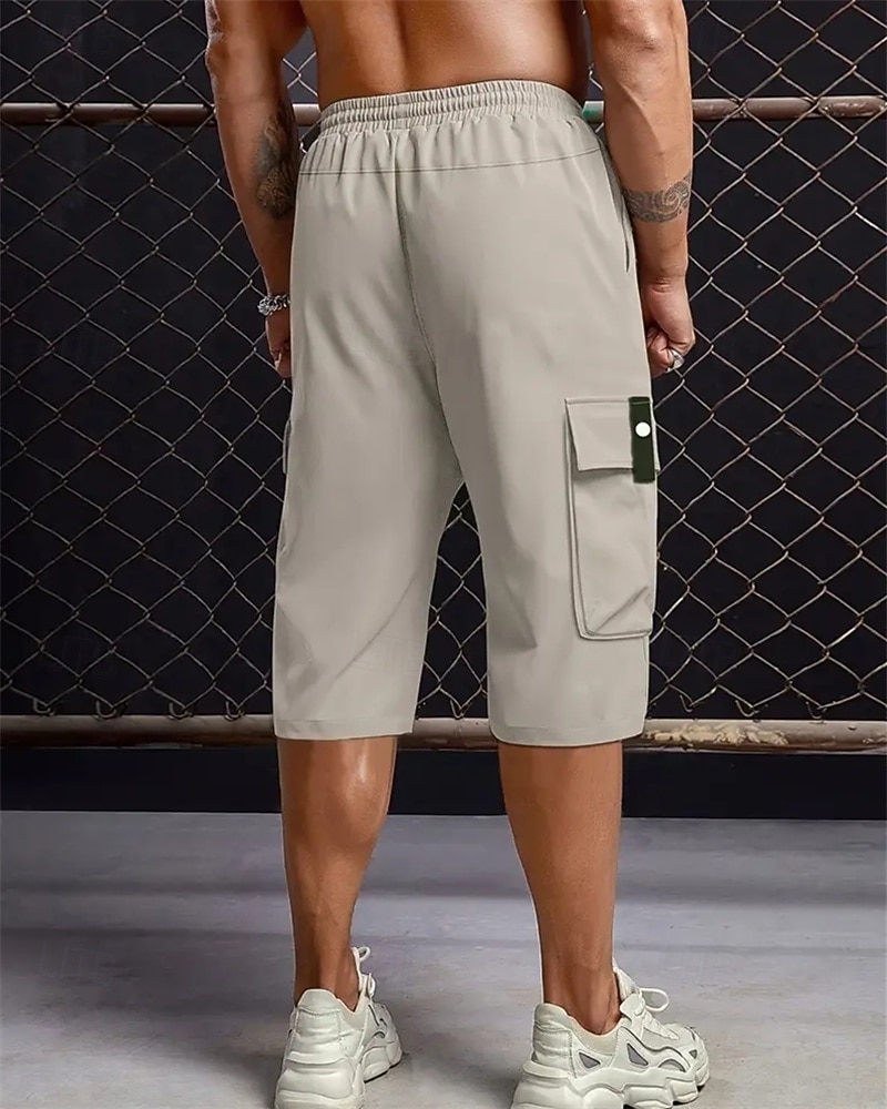 Ανδρικά Σορτς φορτίου Καλοκαιρινό σορτς σορτς κάπρι Κορδόνι Ελαστική μέση Πολλαπλή τσέπη Σκέτο Άνεση Φοριέται Μήκος μοσχάρι ΕΞΩΤΕΡΙΚΟΥ ΧΩΡΟΥ Αθλημα Καθημερινά Μοντέρνα Καθημερινό Μαύρο Χακί 2026 - $26.99 –P2