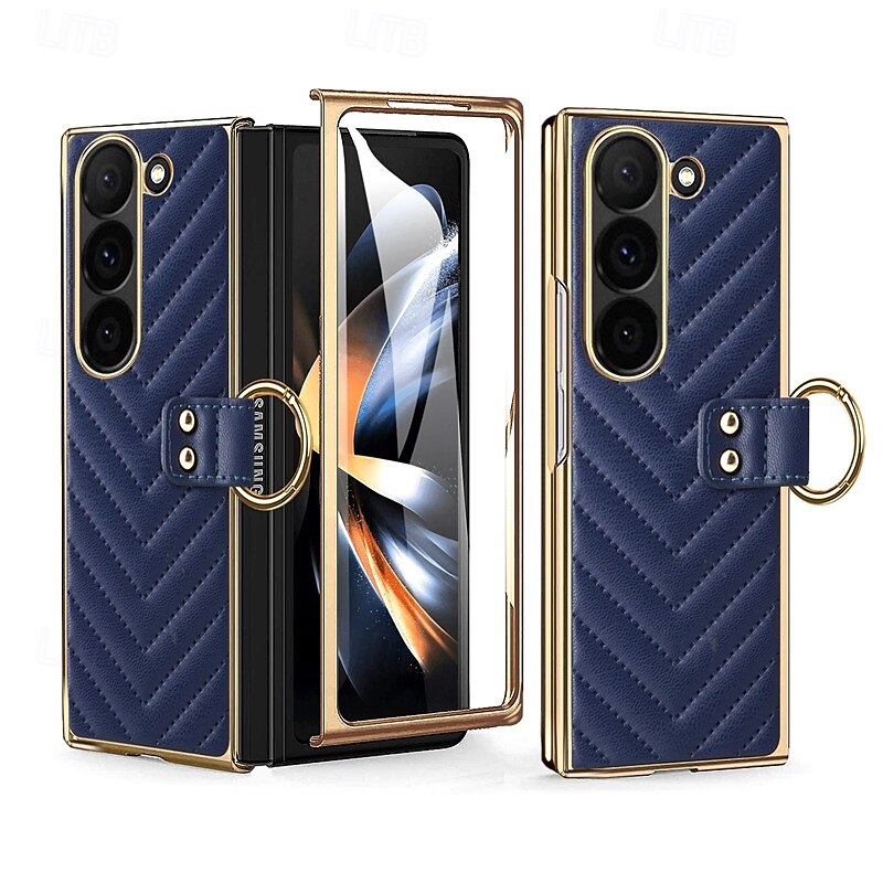 Phone Case For Samsung Galaxy Z Fold 6 Z Fold 5 Z Fold 4 Z Fold 3 Back Cover Magnetic Support Wireless Charging Ring Buckle Retro PU Leather 2025 - $27.99 –P13