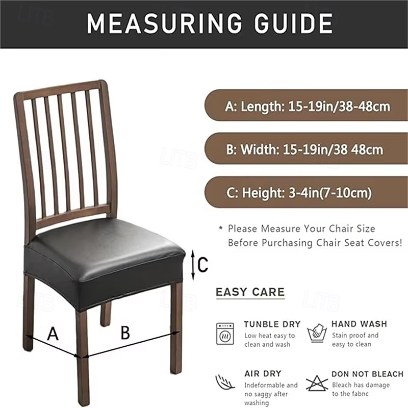 WaterProof PU Leather Dining Room Chair Cover Seat Covers Elastic Stool Covers Durable Dust-proof Cushion Cover for Home Hotel 2025 - $20.99 –P1