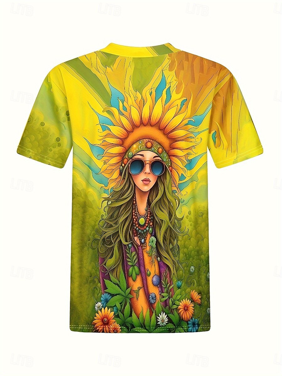 Femme T shirt Graphic Décontractées Manche Courte Col Rond Hauts réguliers du quotidien Imprimer Vert Eté de 2025 ? $19.99 –P2